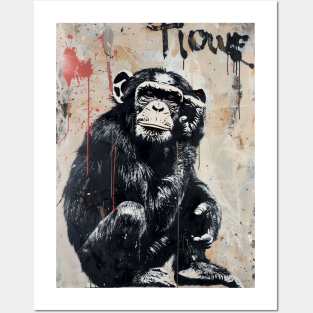 Banksy Graffiti monkey Posters and Art